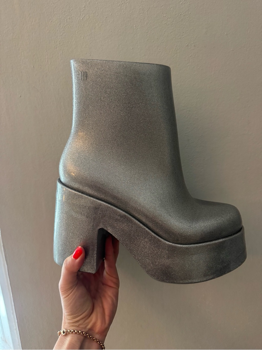 Melissa Metallic Silver Platform Ankle Boots